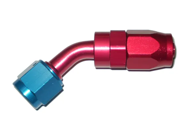 Aluminium fitting Alu 45° pijpbocht D06 9/16-18 UNF Alu aansluiting
