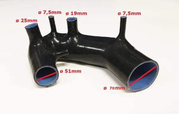 Siliconen inlaatslang voor Audi A4, A6 B5 B6 Passat 1.8T 150PS-193PS zwart ø 51 mm turbo-inlaat