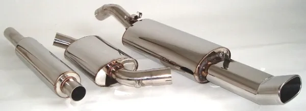 Uitlaatsysteem/sportuitlaat voor Golf 2 1.3L, 1.6L + diesel, turbodiesel, 1.8L 16v, G60 - 63.5mm roestvrij staal met EG-goedkeuring (kentekenvrij)