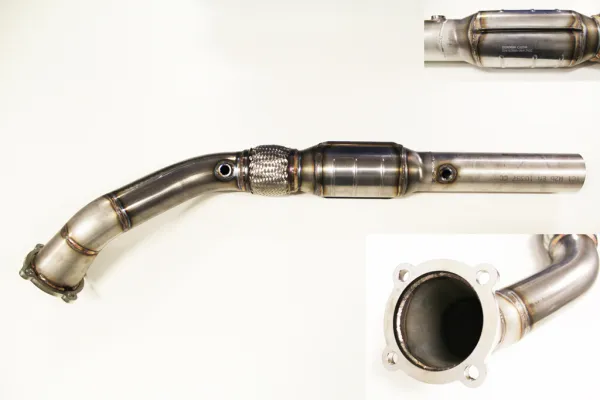 Downpipe 1.8T met ECE goedkeuring Euro 3 + 4 voor Golf 4, Audi A3 TT ø 76mm 200 cells sport cat flex pipe interlock - roestvrij staal