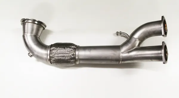 Downpipe voor Audi RS3 8V ø 90mm naar 2x76mm rvs vervangingspijp Vorkat-