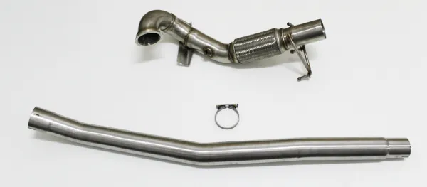 Downpipe voor Audi S3 8v Quattro , Seat Leon 5F Cupra R ST 300 Golf 7 R 4-Motion 2.0 TFSI ø 76mm roestvrij staal met interlock flex pijp 60 mm