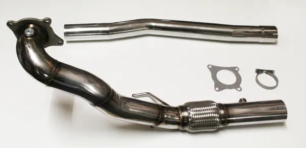 Downpipe Golf 6 R katloos, Audi S3 8P Quattro 1.8TFSI, 2.0 TFSI ø 76mm roestvrij staal met interlock flex pijp