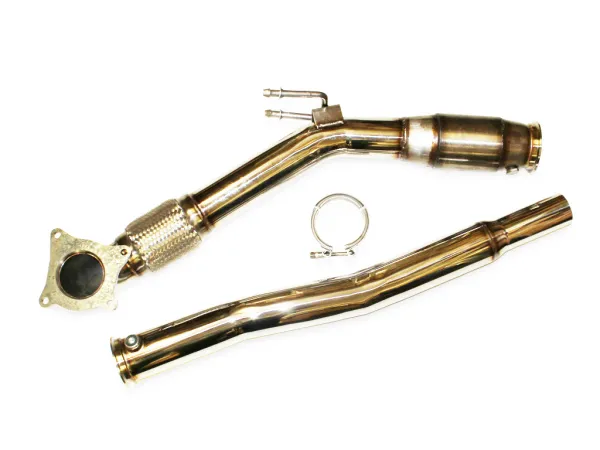 Downpipe TFSI ø 76mm voor Golf 5 GTI, Golf 6 GTI, Seat Leon 1P, Audi A3, Audi TT 2.0 TFSI met 200 cilinder E-mark Euro 5 compatibel roestvrij staal