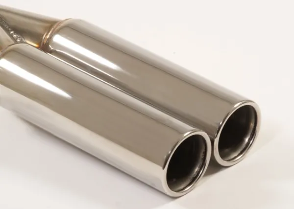 Bumpijp 28 - 2x70mm rond uitlopend roestvrij staal gebördelt Edelstahl