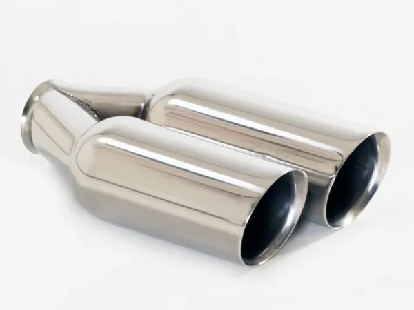 Eindpijp 87 - 2x90 rond afgeschuind met brede rand links roestvrij staal