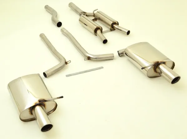 FMS sportuitlaat voor Audi A4 B7 1.8T 2.0TFSI Quattro 63.5mm roestvrij staal met EG-goedkeuring (kentekenvrij)