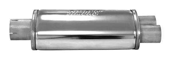 Geluiddemper universeel Simons Split ø 63,5mm naar 2x 51mm ovaal 185x115 L 320mm roestvrij staal