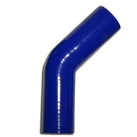 Siliconen bocht 45° graad 48mm binnendiameter blauw L 125mm 4 lagen 5mm wanddikte