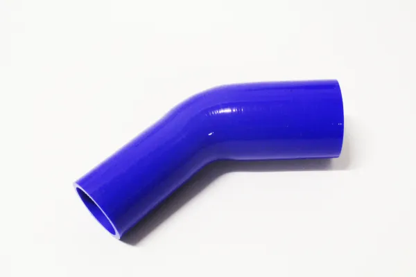 Silicone bocht verloopstuk 45° 38x25mm binnendiameter blauw L 100mm 4mm wanddikte