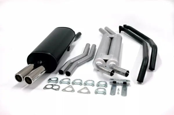 Simons gealuminiseerd stalen sportuitlaatsysteem 2x70 mm voor BMW E30 320i/323i/325i kentekenvrij