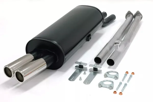 Simons Gealuminiseerd stalen sportuitlaatsysteem van cat 2x70 mm voor BMW E30 320i/325i/325ixKat. Registratie gratis