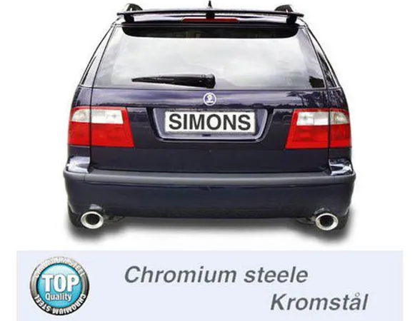 Simons Duplex sportuitlaatsysteem chroomstaal 90/120 mm + 90/120 mm ovaal voor SAAB 9-5 Turbo 2.0/2.3 berline/stationwagon & 9-5 Aero berline/stationwagon