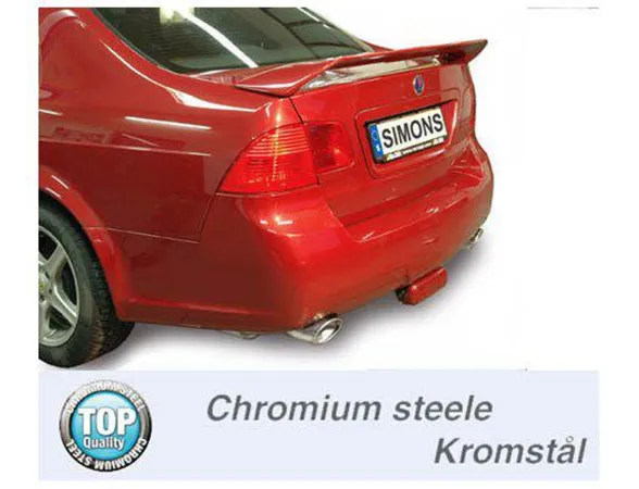 Simons Duplex sportuitlaatsysteem chroomstaal 90/120 mm + 90/120 mm ovaal voor SAAB 9-5 Turbo 2.0/2.3 Sedan/Sportwagen & 9-5 Aero Sedan/Sportwagen