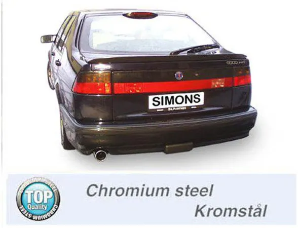 Simons Chroomstalen sportuitlaat 90 mm rond voor SAAB 9000 CS Turbo 2.0/2.3/Aero