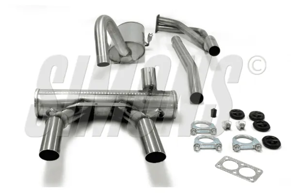 Simons Roestvrijstalen sportuitlaat duplex 57 mm + 57 mm rond voor Opel GT 2.0