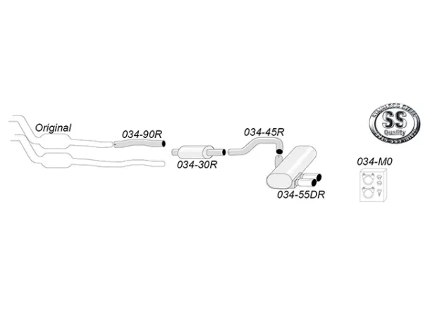 Simons Roestvrijstalen sportuitlaatsysteem 2x80 mm voor BMW E91 316, 318i, 320i, 320Si met EG-goedkeuring (registratievrij)