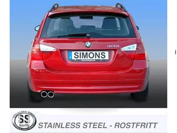 Simons Roestvrijstalen sportuitlaatsysteem 2x80 mm voor BMW E91 316, 318i, 320i, 320Si met EG-goedkeuring (registratievrij)