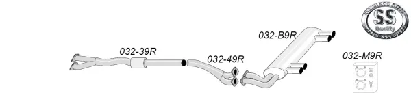 Simons Roestvrijstalen sportuitlaatsysteem 2x80 mm voor BMW E91 323, 325, 325xi, 330i, 330xi (N52) 2005-2007 met EG-goedkeuring (registratievrij)