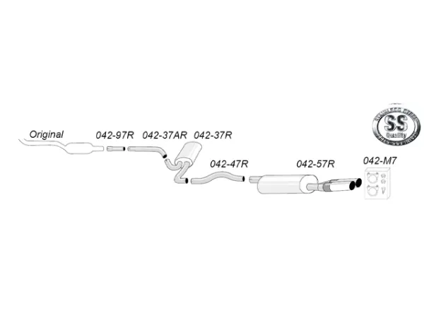 Simons Roestvrijstalen sportuitlaatsysteem 2x80 mm voor VW Passat (B5) 3B sedan/Avant/stationwagen 1.6/1.8/1.8T/1.9TDI/2.5TDI EG-goedkeuring