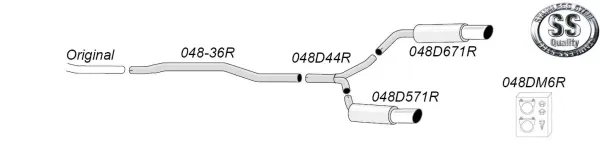 Schematisch diagram van een Simons roestvrijstalen duplex sportuitlaatsysteem voor Audi A4 (B8): Pijpen, achterdemper (1x100mm) en bevestigingsmateriaal. "SS Quality" logo en artikelnummers zichtbaar. Registratie gratis.