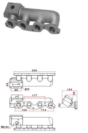Turbo spruitstuk Lancia/Fiat Delta Integrale 2.0 8v Turbo spruitstuk T3 gietijzer
