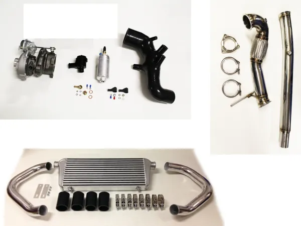 Upgrade turbo kit voor Audi S3 8L TT 8N tot 320pk plug&play met K04-023 upgrade + inlaatslang + BP + downpipe + LLK + BOV zwart