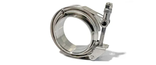 V-bandenset 51mm van roestvrij staal 2 aanlasringen met centrering + V-bandklem met snelsluiting
