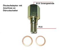 Adapter op oliedruksensor M10x1 intern op M10x1 extern met gat voor olie-inlaat