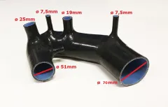 Inlaatslang silicone voor Audi A4, A6 B5 B6 Passat 1.8T 150PS-193PS zwart ø 51mm turbo inlaat / MET klemset