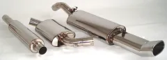 Uitlaatsysteem/sportuitlaat voor Golf 2 1.3L, 1.6L + diesel, turbodiesel, 1.8L 16v, G60 - 63.5mm roestvrij staal met EG-goedkeuring (kentekenvrij)