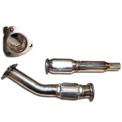 Downpipe voor Golf 4, Audi A3, Seat Leon 1.8T ø 76mm met 200 cells race katalysator Euro 4 geschikt Flexpipe Interlock - roestvrij staal