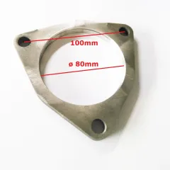 Flens voor uitlaat, kat etc Audi S3 8L TT 8N op turbo. drie gaten ø 80mm RVS gatafstand 100mm