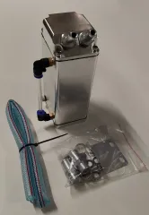 Olie-Catch Tank rechthoekig zilver + accessoires 10mm aansluitingen