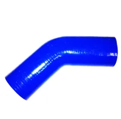 Siliconen bocht 45° graad 6,5mm binnendiameter blauw L 100mm 3 lagen 3,5mm
