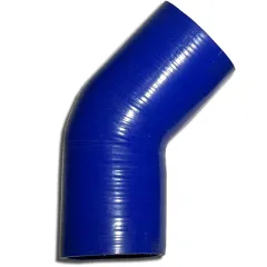 Silicone bocht 45° 83mm binnendiameter blauw L 125mm 5 lagen 6mm wanddikte
